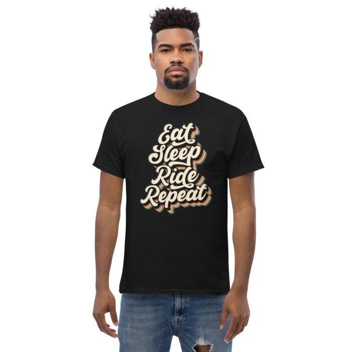 Koszulka na hulajnogę T-Shirt - Eat sleep ride ride charge repeat Unisex Made in USA - obrazek 3