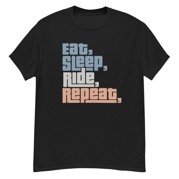 Koszulka na hulajnogę T-shirt - Eat sleep ride ride charge repeat GTA 6 Style Unisex Made in USA - obrazek 3