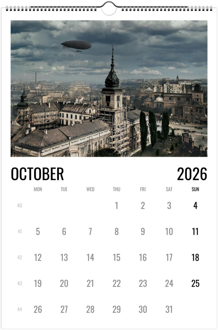 Kalendarz Warszawski SWNF na rok 2026 Stara Przedwojenna Warszawa w kolorze Edycja limitowana dla Polonii Wall calendar A3 (US &CA) - obrazek 11