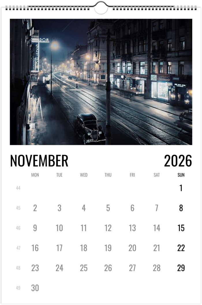 Kalendarz Warszawski SWNF na rok 2026 Stara Przedwojenna Warszawa w kolorze Edycja limitowana dla Polonii Wall calendar A3 (US &CA) - obrazek 12