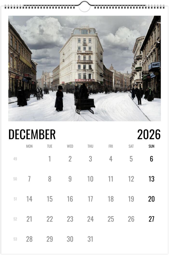 Kalendarz Warszawski SWNF na rok 2026 Stara Przedwojenna Warszawa w kolorze Edycja limitowana dla Polonii Wall calendar A3 (US &CA) - obrazek 13