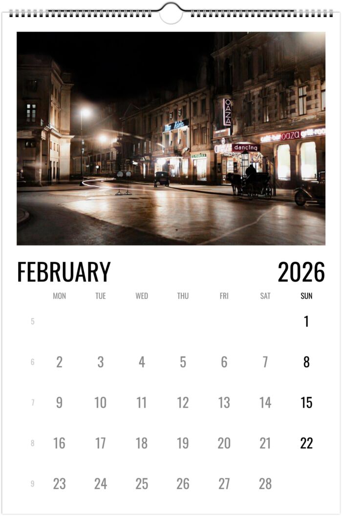 Kalendarz Warszawski SWNF na rok 2026 Stara Przedwojenna Warszawa w kolorze Edycja limitowana dla Polonii Wall calendar A3 (US &CA) - obrazek 3