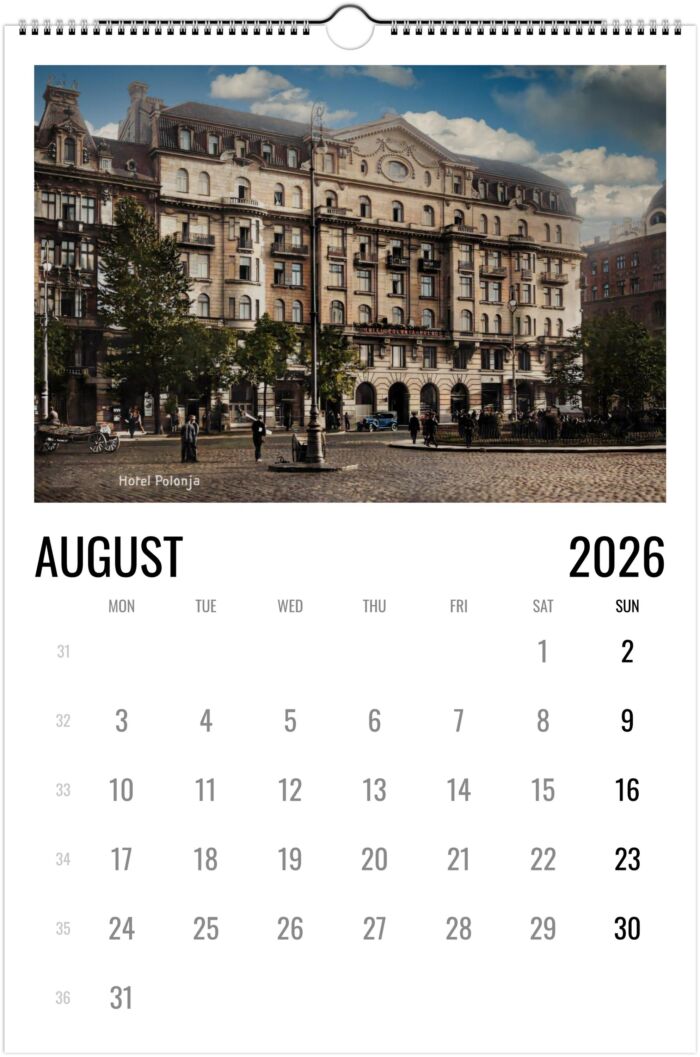 Kalendarz Warszawski SWNF na rok 2026 Stara Przedwojenna Warszawa w kolorze Edycja limitowana dla Polonii Wall calendar A3 (US &CA) - obrazek 9
