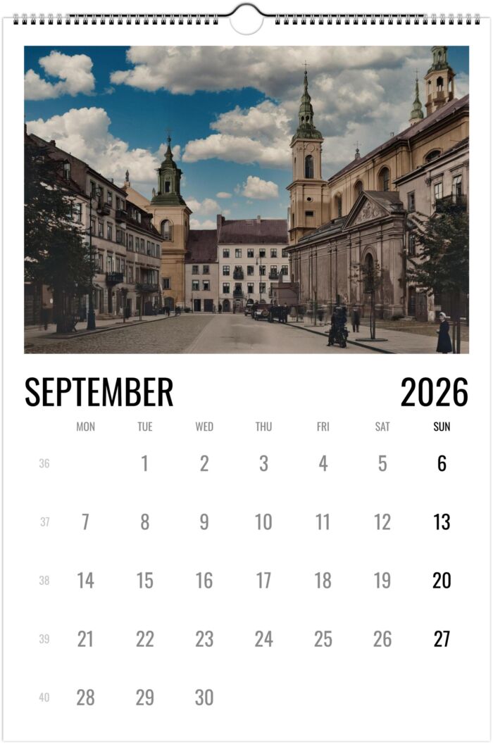 Kalendarz Warszawski SWNF na rok 2026 Stara Przedwojenna Warszawa w kolorze Edycja limitowana dla Polonii Wall calendar A3 (US &CA) - obrazek 10