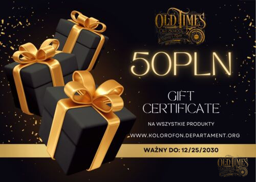 Voucher Gift Card karta podarunkowa prezent 50pln 39 Black Gold Glitter Modern Black Friday Gift Certificate