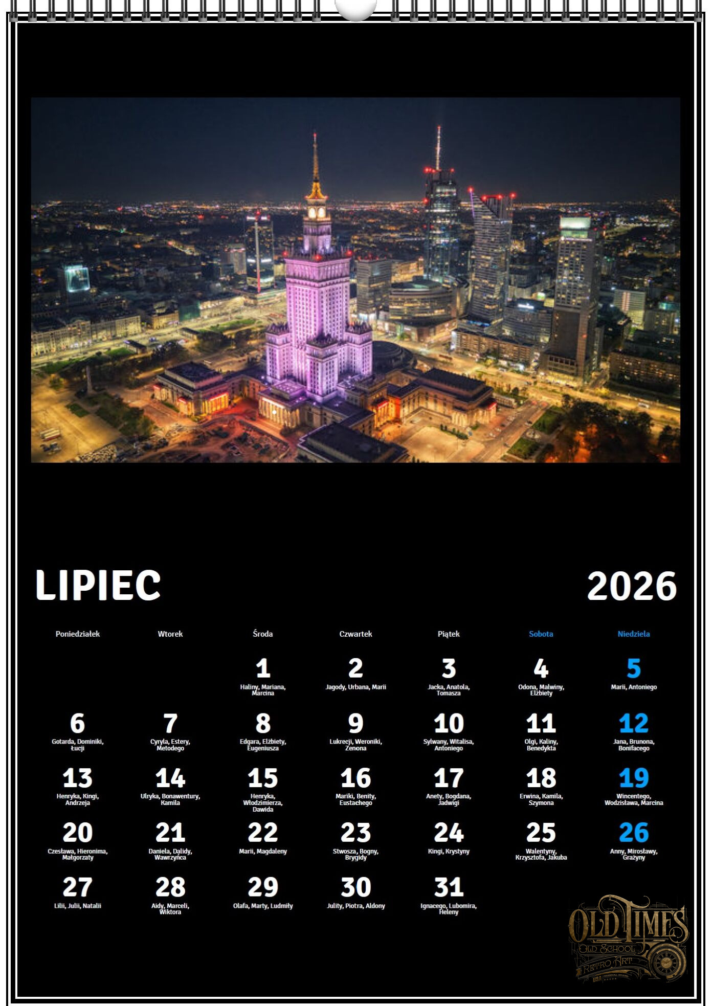 Kalendarz Warszawski SWNF na rok 2026 WSPÓŁCZESNA WARSZAWA FOTOGRAFIA LOTNICZA 8K Edycja limitowana - Black edition 14 Kalendarz Warszawski 2026 współczesna Warszawa dron