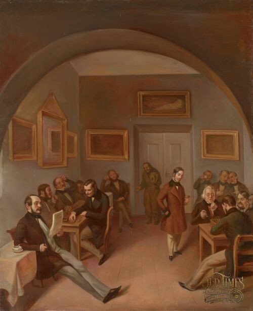 Warszawa na obrazach - Wnętrze kawiarni Honoratka kopia Pęczarskiego Feliks Kwiatkowski Kazimierz 1861 oryginał 1843 - replika remasterowana 8K UHD Plakat (Kopia) 41 Warszawa na obrazach - Wnętrze kawiarni Honoratka kopia Pęczarskiego Feliks Kwiatkowski Kazimierz 1861 oryginał 1843 - replika remasterowana 8K UHD Plakat