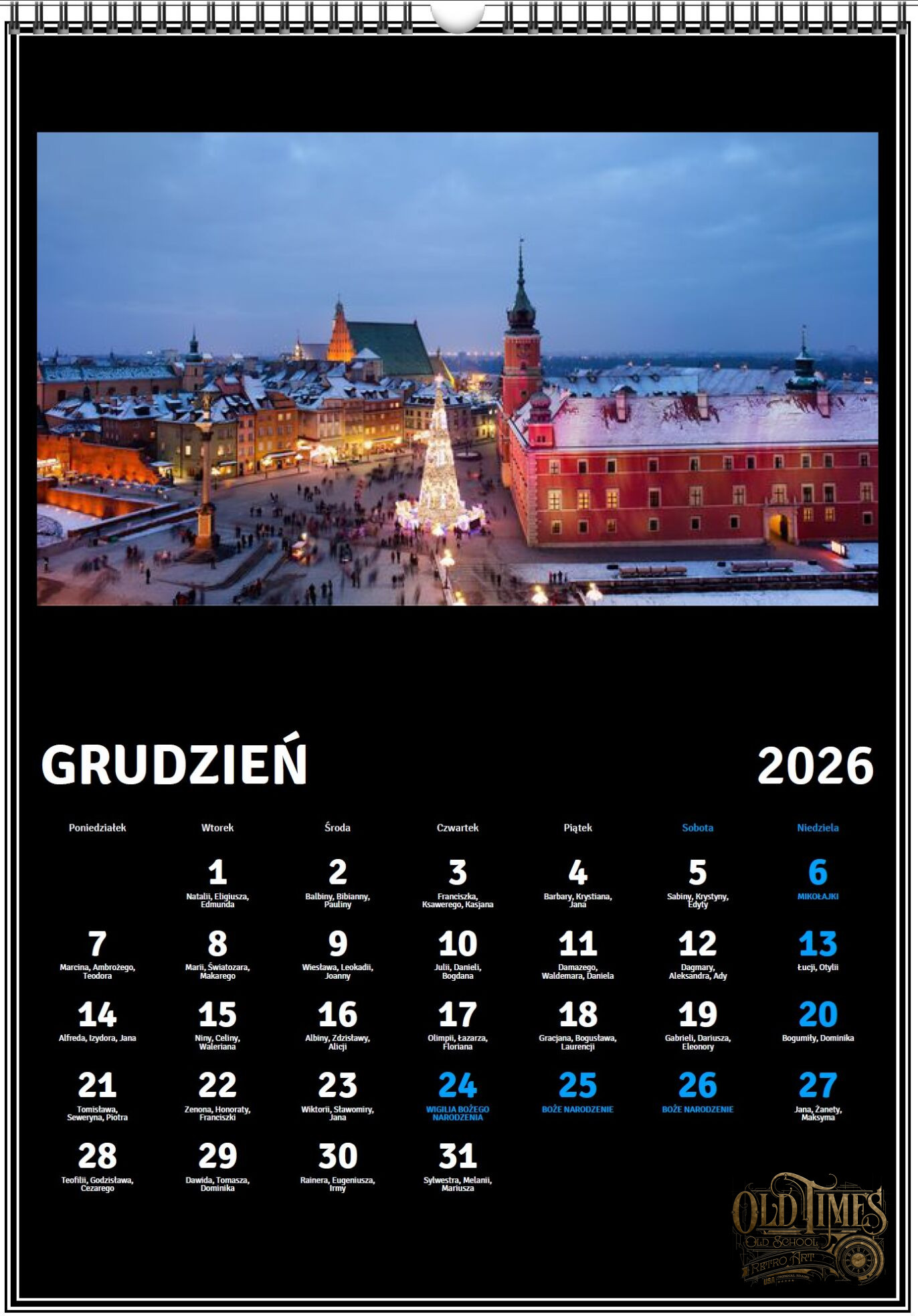 Kalendarz Warszawski SWNF na rok 2026 WSPÓŁCZESNA WARSZAWA FOTOGRAFIA LOTNICZA 8K Edycja limitowana - Black edition 15 Warszawski kalendarz wspołczesna nowoczesna warszawa 2026