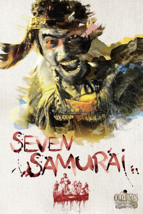 Japońskie Plakaty filmowe Klasyka kina - Siedmiu samurajów (1954) Akira Kurosawa v5 angielski Plakat wysokiej jakości remasterowany reprint 8K