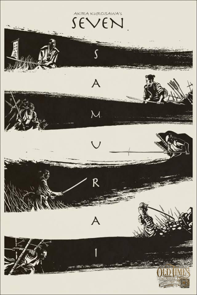 Japońskie Plakaty filmowe Klasyka kina - Siedmiu samurajów (1954) Akira Kurosawa v8 Plakat wysokiej jakości remasterowany reprint 8K