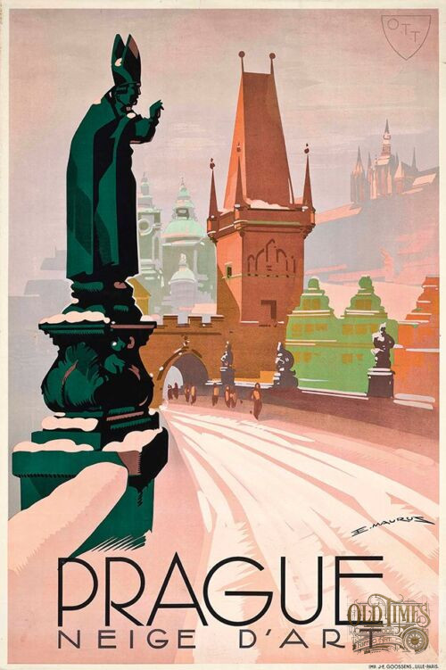 Old Vintage Posters - Prague, Neige d’Art (1935) by Edmond Maurus Made in USA