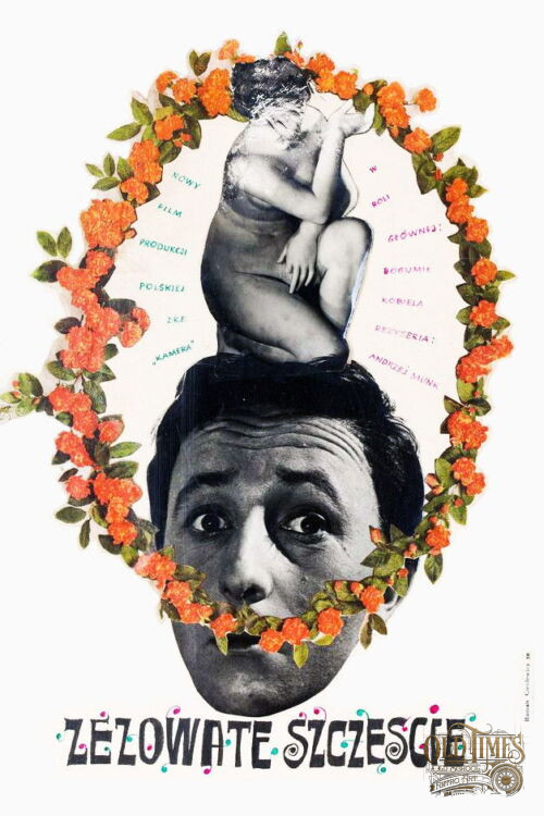 Polskie plakaty filmowe Klasyka kina - Zezowate szczęście (1960) v1 Plakat wysokiej jakości remasterowany reprint 8K