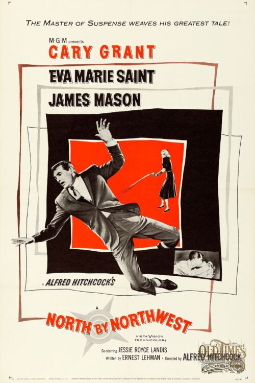 Plakaty filmowe Klasyka kina - Północ, północny zachód (1959) v3 Plakat wysokiej jakości remasterowany reprint 8K