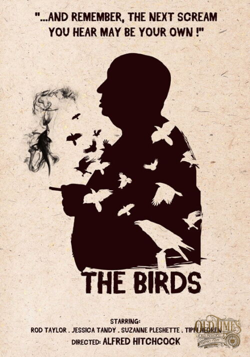 Plakaty filmowe Klasyka kina - Ptaki (1963) v6 Plakat wysokiej jakości remasterowany reprint 8K