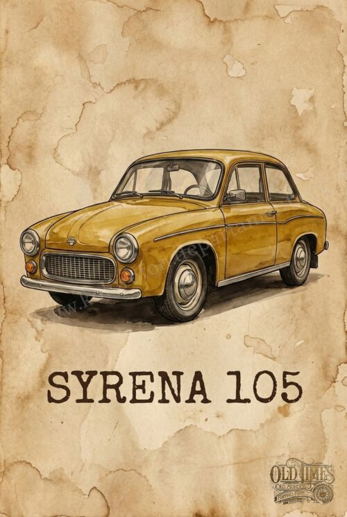 Samochody PRL - FSO SYRENA 105 - By Kolorofon - Plakat wysokiej jakości 8K