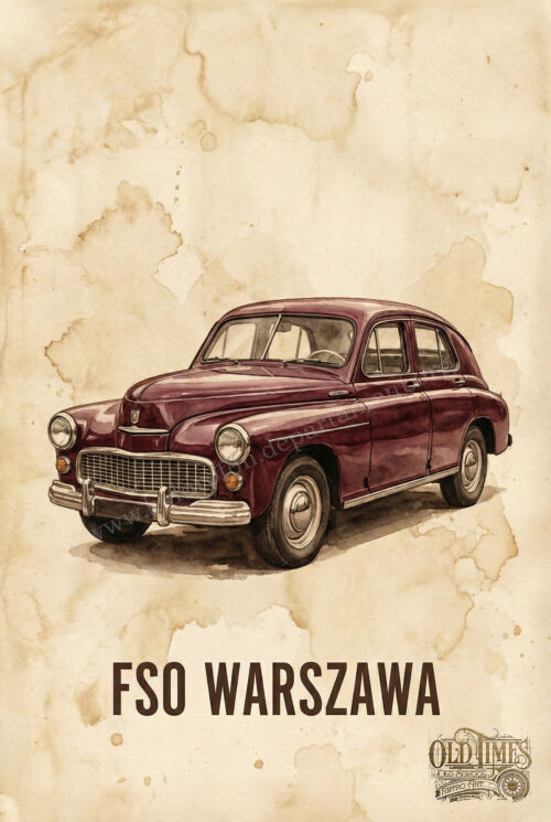 Samochody PRL - FSO Warszawa M20 - By Kolorofon - Plakat wysokiej jakości 8K