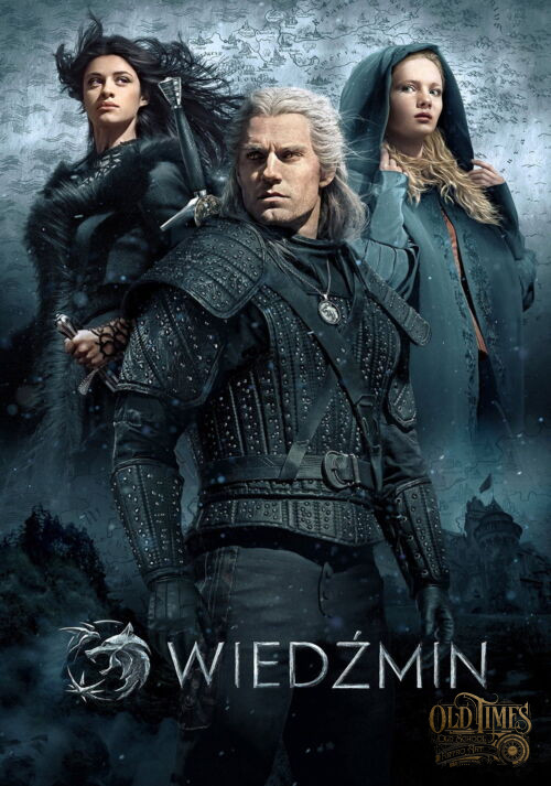 Współczesne plakaty filmowe - Wiedźmin (2019) v2 Plakat wysokiej jakości remasterowany reprint 8k