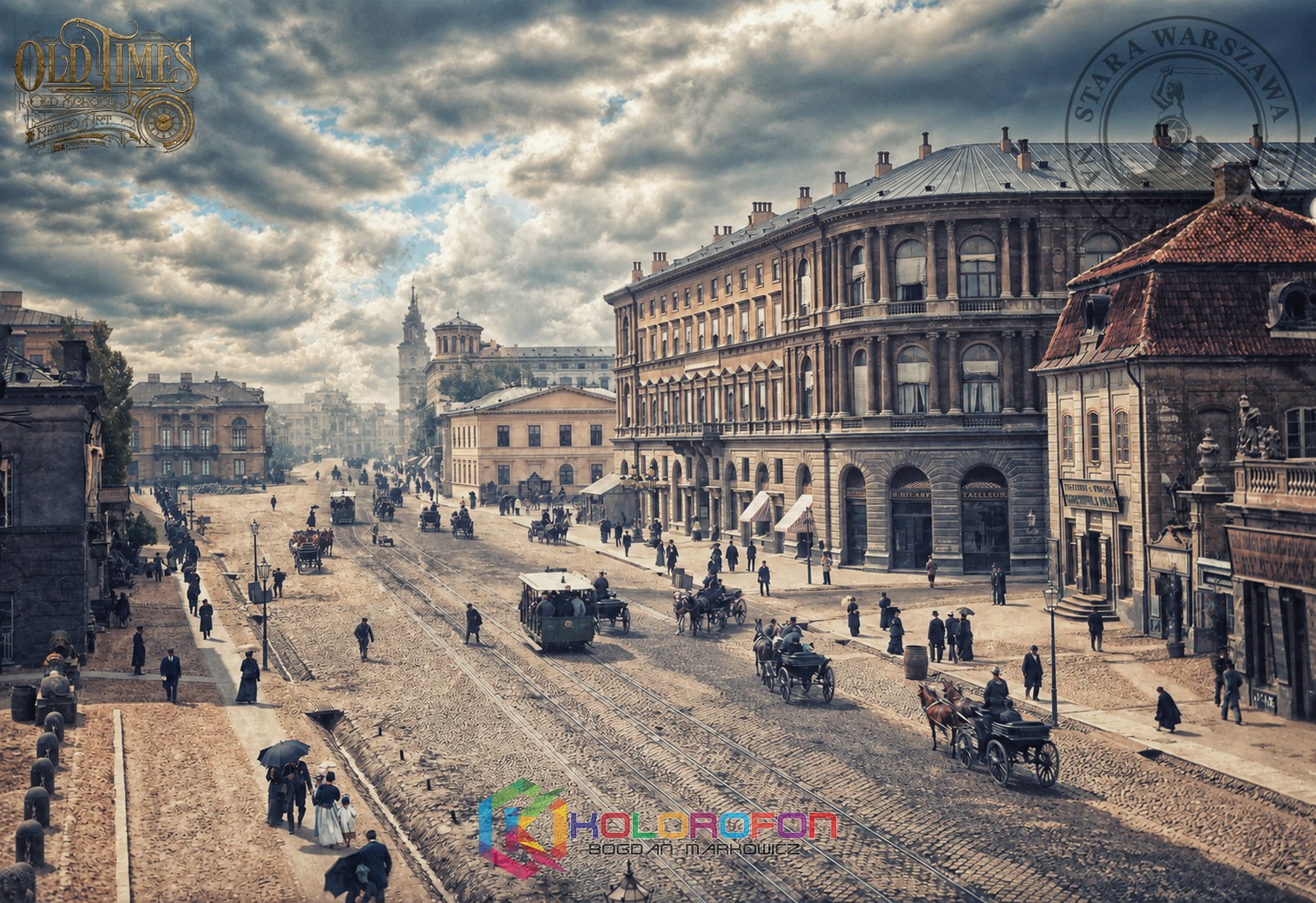 Stara Przedwojenna Warszawa - Widok Krakowskiego Przedmieścia XIX wiek - Pełny Kolor 8K Nowość 2 Stara Przedwojenna Warszawa w kolorze - Widok Krakowskiego Przedmieścia XIX wiek - plakat 8K